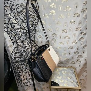 Chic Black and Tan Crossbody Bags with Geometric Design